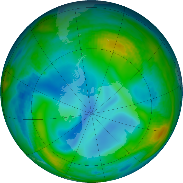 Antarctic ozone map for 17 June 1991